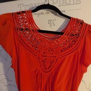 Elegant Red Lace Women's Top